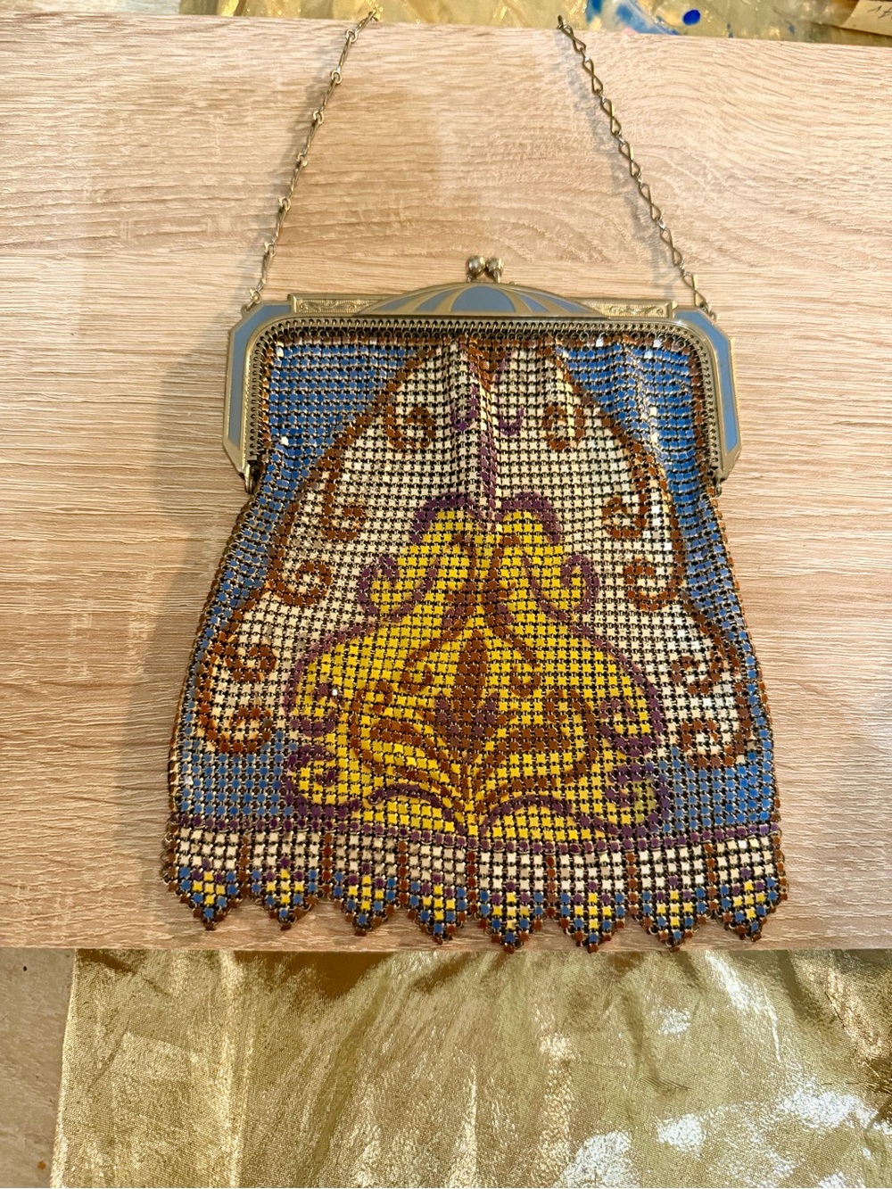 Vintage 1920s Whiting & Davis Art Deco enameled mesh evening bag Bag